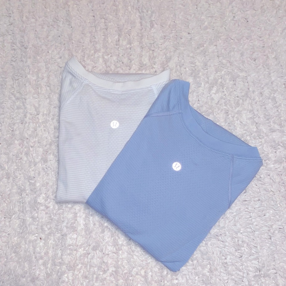 White and blue short sleeve swiftly tech! BUNDLE! Size 6